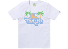 BAPE Palm Tree Pattern Milo On Bape Tee White