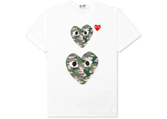 Comme des Garcons PLAY Play Camouflage Double Heart T-shirt White