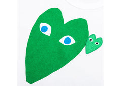 Comme des Garcons Play Women's Blue Eyed Green Heart T-shirt White