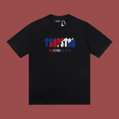 Trapstar Tricolor Gothic Logo Tee - Black/Red/White/Blue