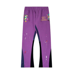 Gallery Dept. "DEPT. de la GALERIE" Paint Splatter Contrast Panel Sweatpants - Purple