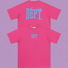 Gallery Dept. Arch Logo Short Sleeve T-Shirt - Pink/Cyan