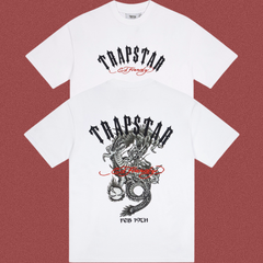 Trapstar Dragon & Globe Arch Logo Graphic Tee - White