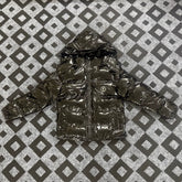 Trapstar Glossy Patent Hooded Puffer Jacket - Dark Bronze/Black