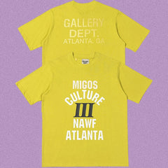 Gallery Dept. x Migos Culture III Short Sleeve T-Shirt - Yellow-Green
