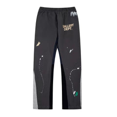 Gallery Dept. Paint Splatter Contrast Panel Sweatpants - Charcoal Black