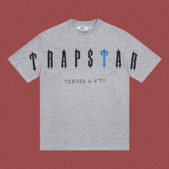 Trapstar Gothic Arch Logo Tee - Heather Grey/Blue