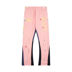 Gallery Dept. "DEPT." Vertical Logo Paint Splatter Contrast Panel Sweatpants - Pink