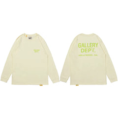 Gallery Dept. Hollywood Logo Long Sleeve T-Shirt - Cream/Neon Yellow