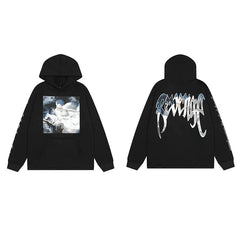 Revenge Angel Painting Blue Arch Logo Pullover Hoodie