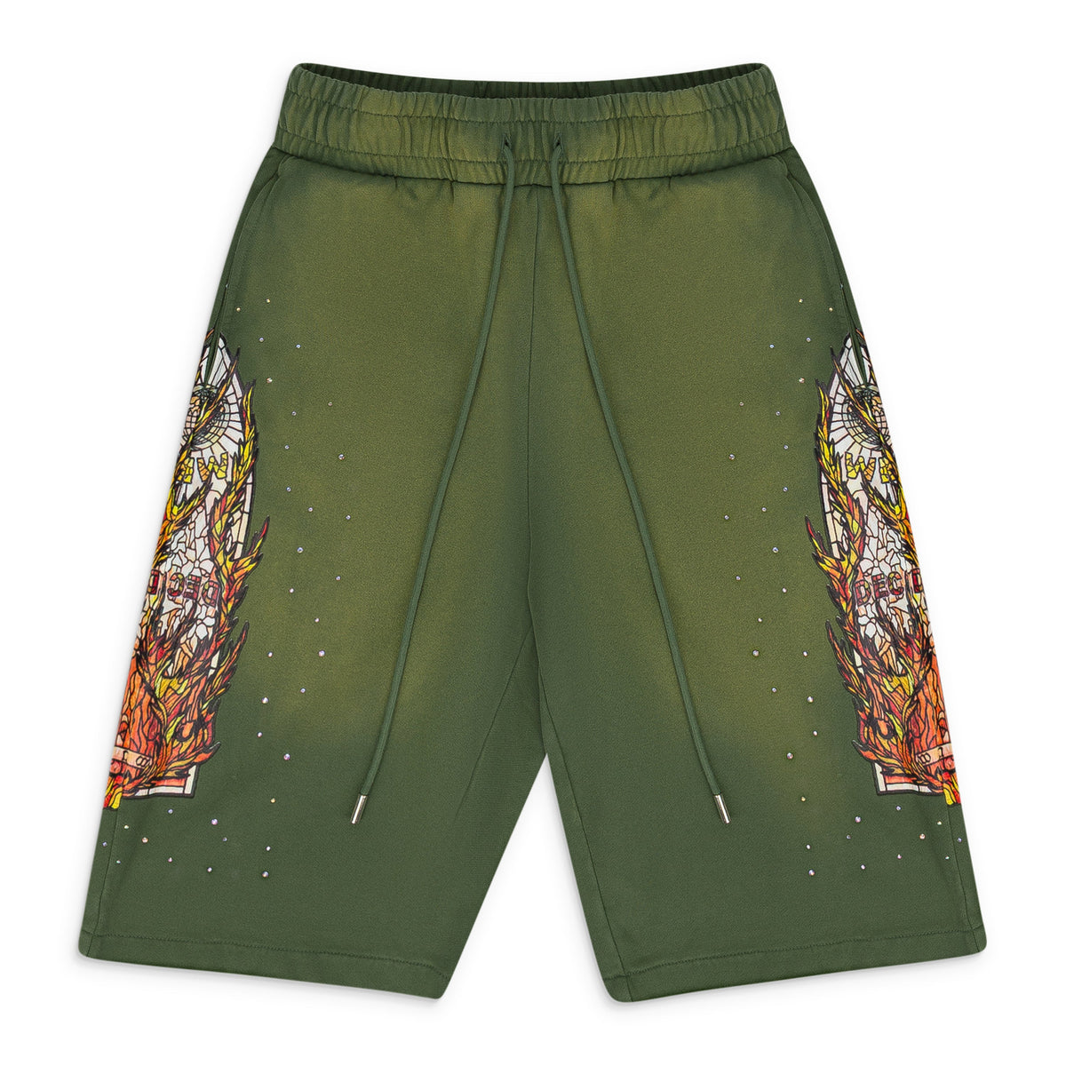 GREEN FLAME GLASS SWEATSHORTS