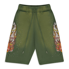 GREEN FLAME GLASS SWEATSHORTS