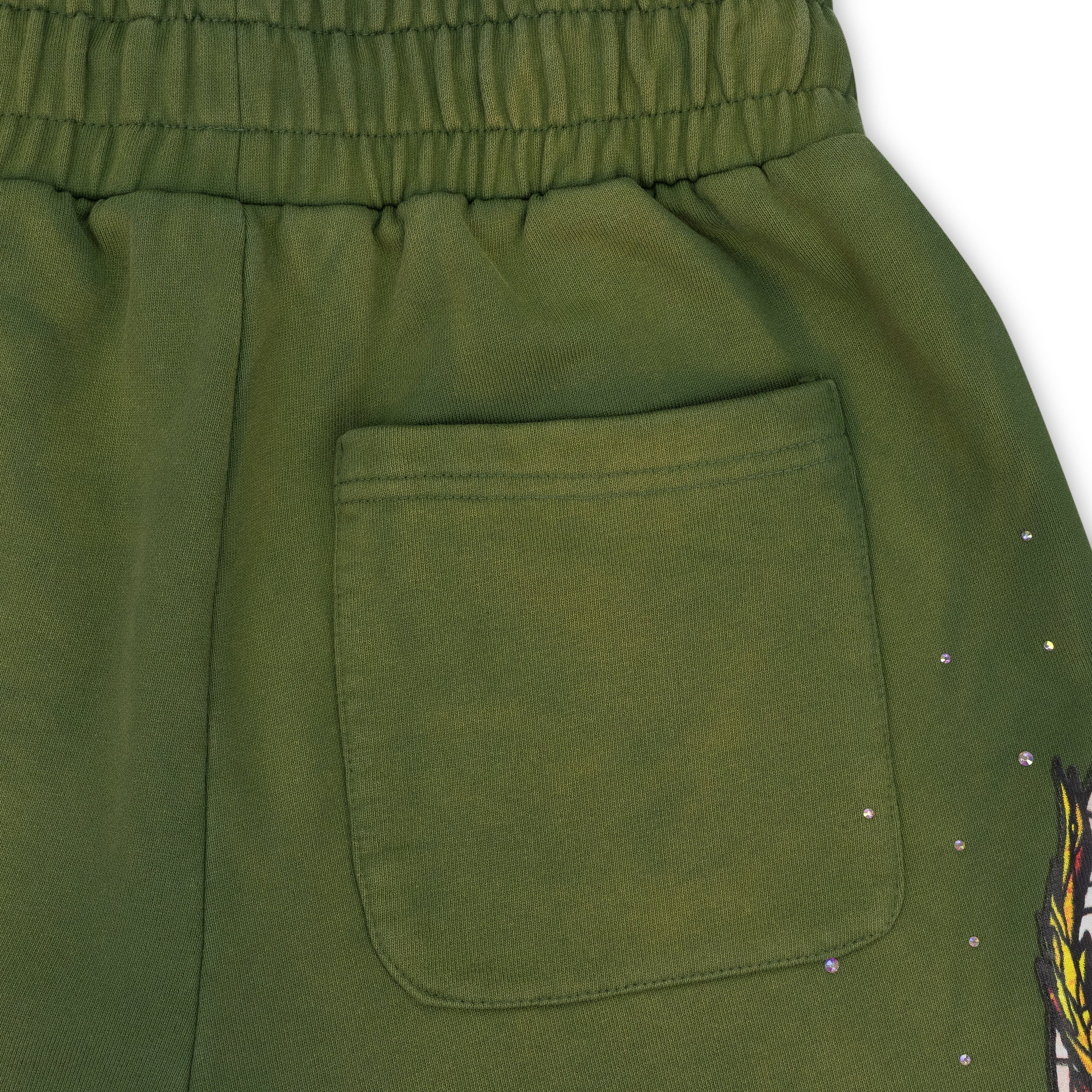 GREEN FLAME GLASS SWEATSHORTS