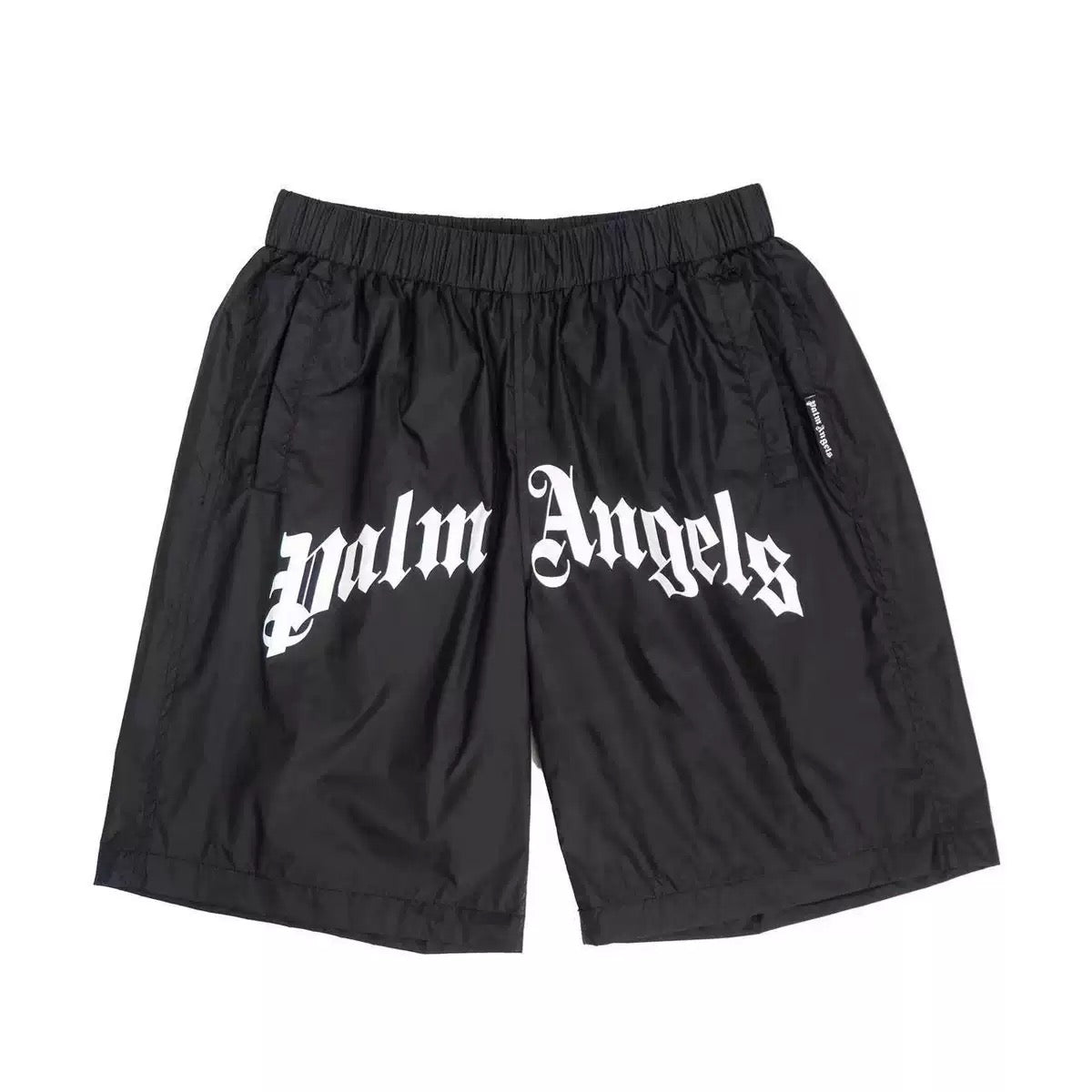 Palm Angels Curved Logo Swimshort Black Off White