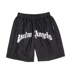 Palm Angels Curved Logo Swimshort Black Off White
