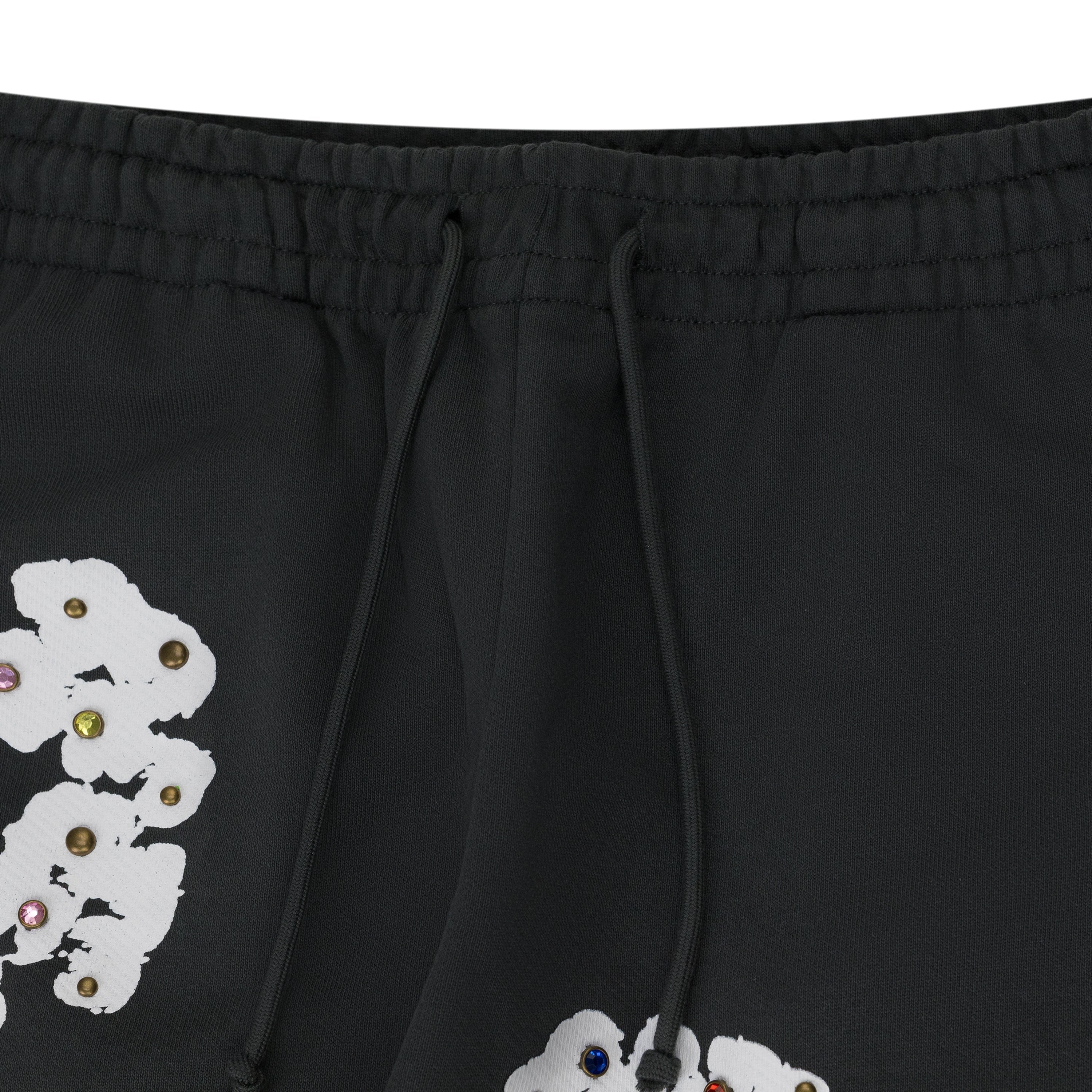 Vintage Black Rhinestone Cotton Wreath Sweatpants