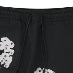 Vintage Black Rhinestone Cotton Wreath Sweatpants