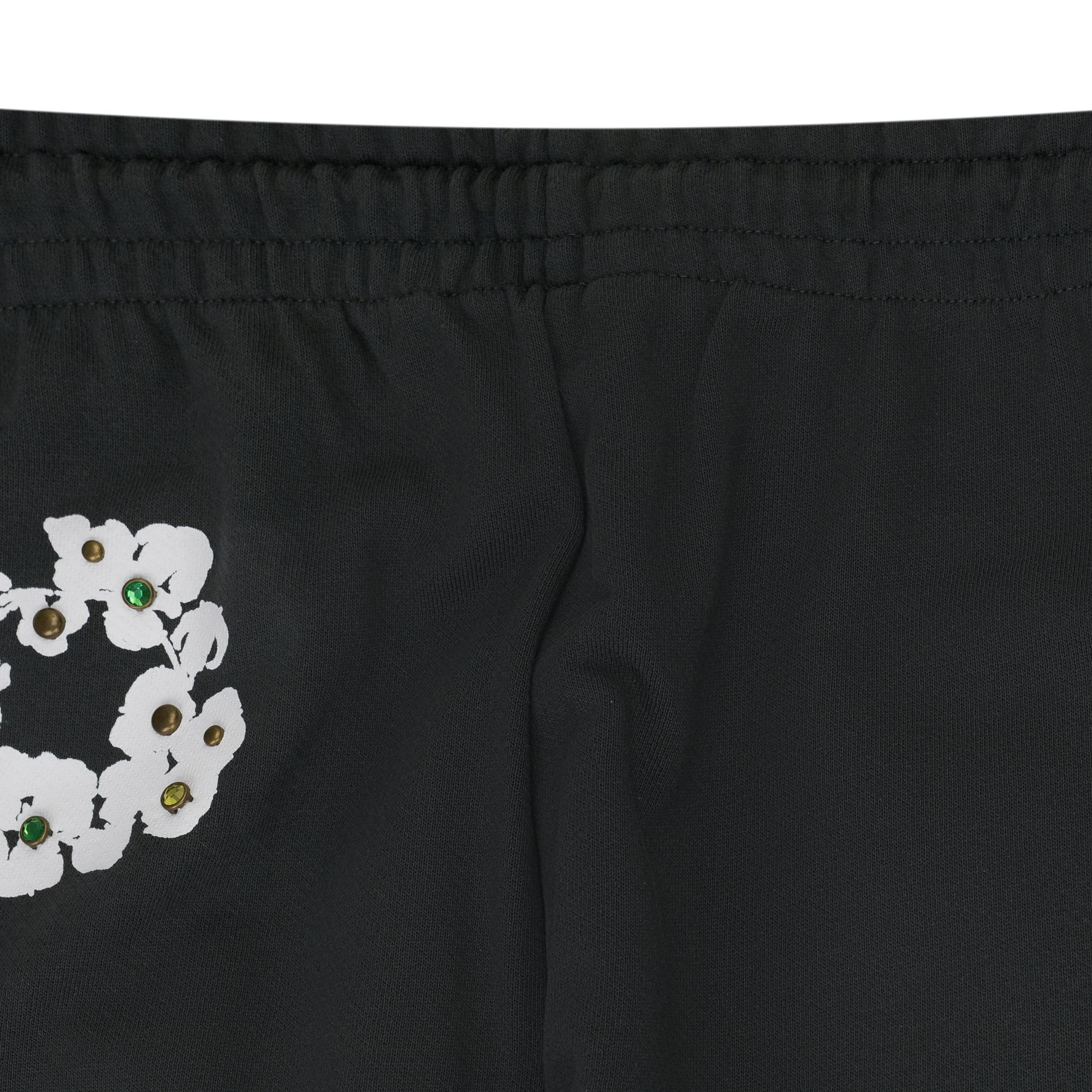 Vintage Black Rhinestone Cotton Wreath Sweatpants
