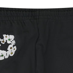 Vintage Black Rhinestone Cotton Wreath Sweatpants