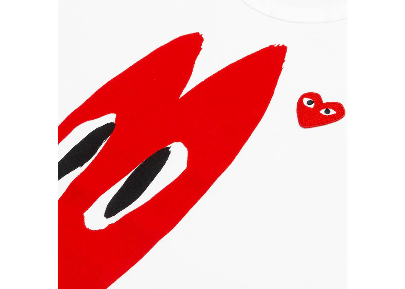 Comme des Garcons Play Red Emblem Long Heart T-shirt White