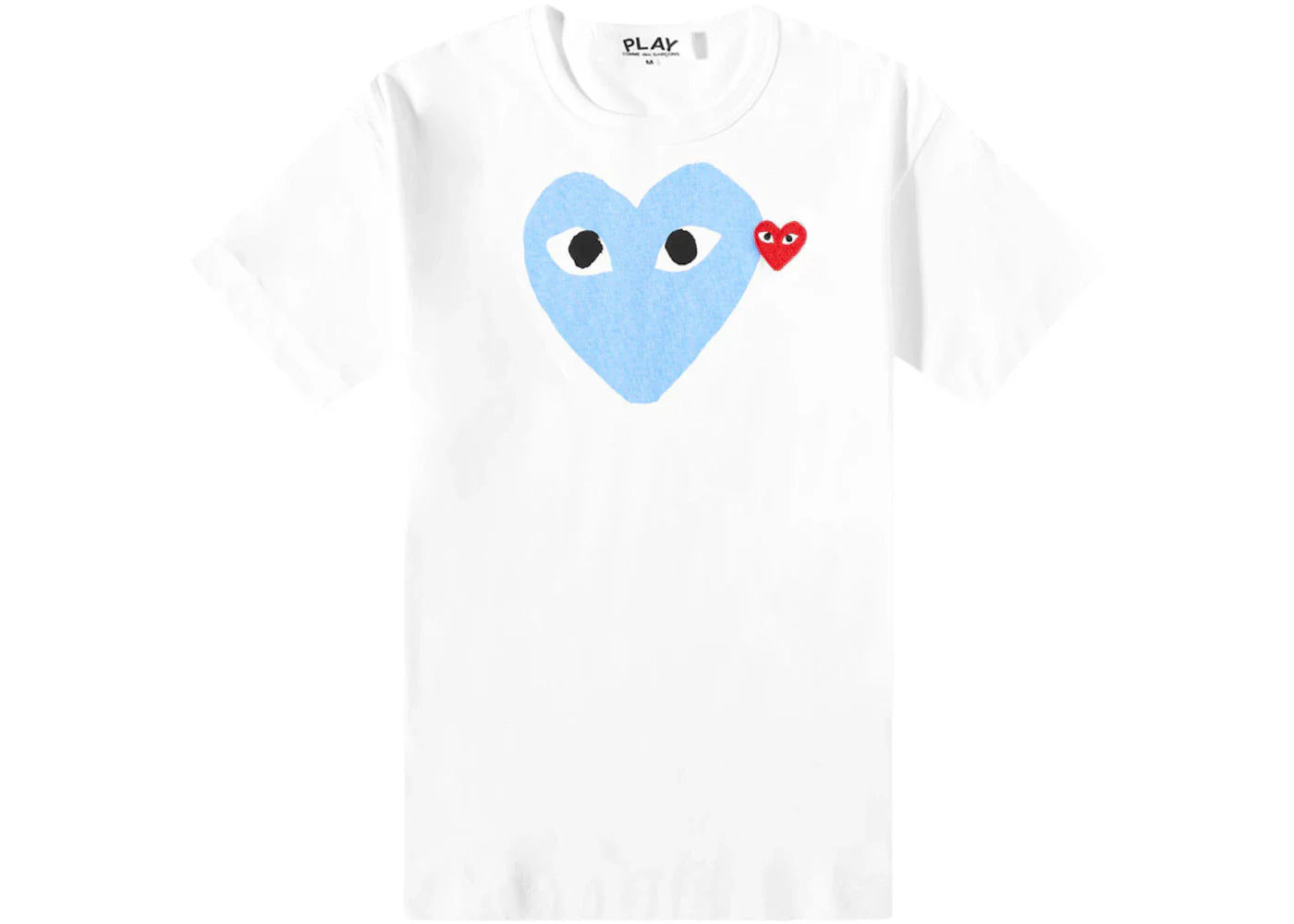 CDG Red Heart Colour Heart Tee White/Light Blue/Red