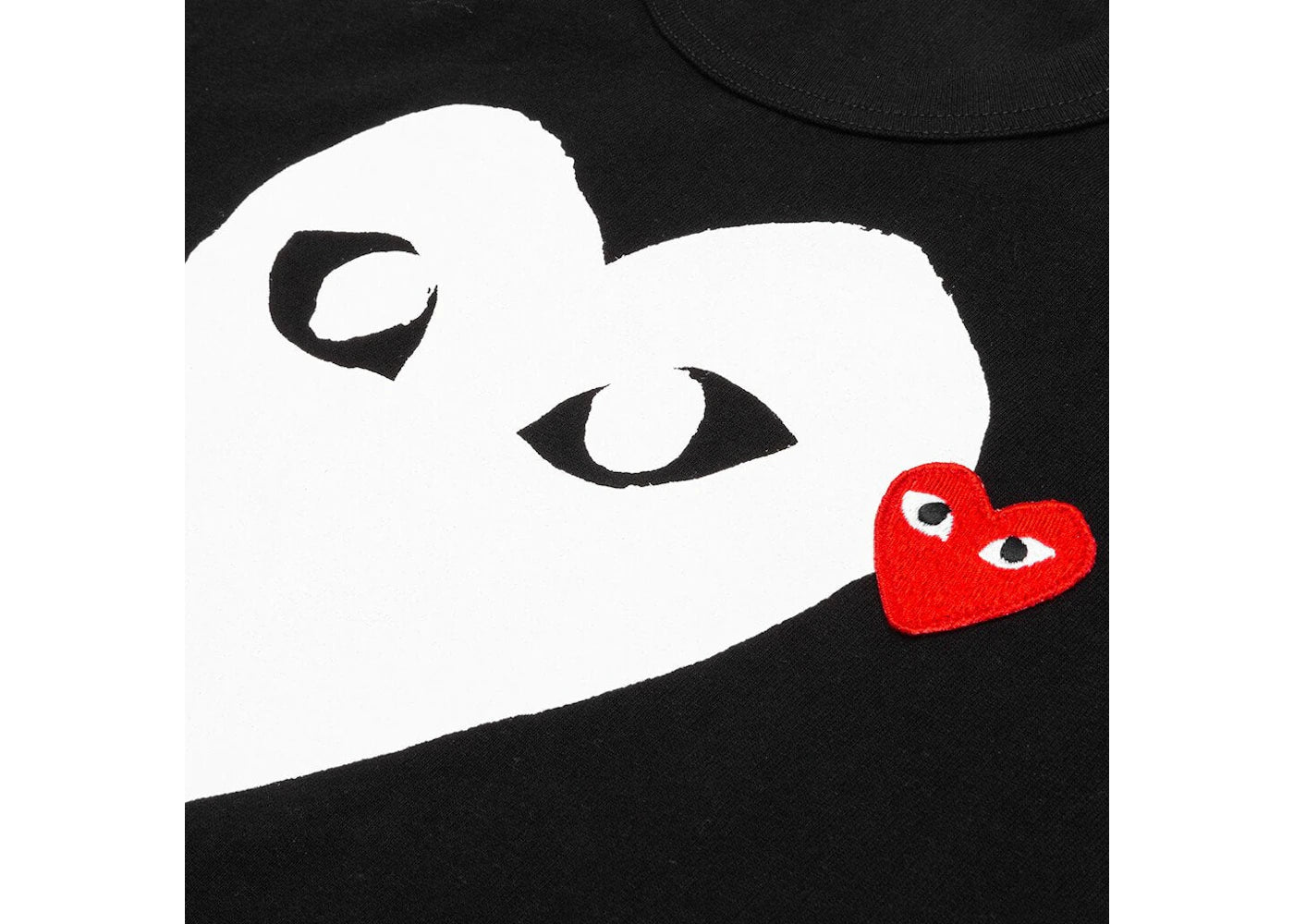 Comme des Garcons Play Women's White Heart Red Emblem T-shirt Black
