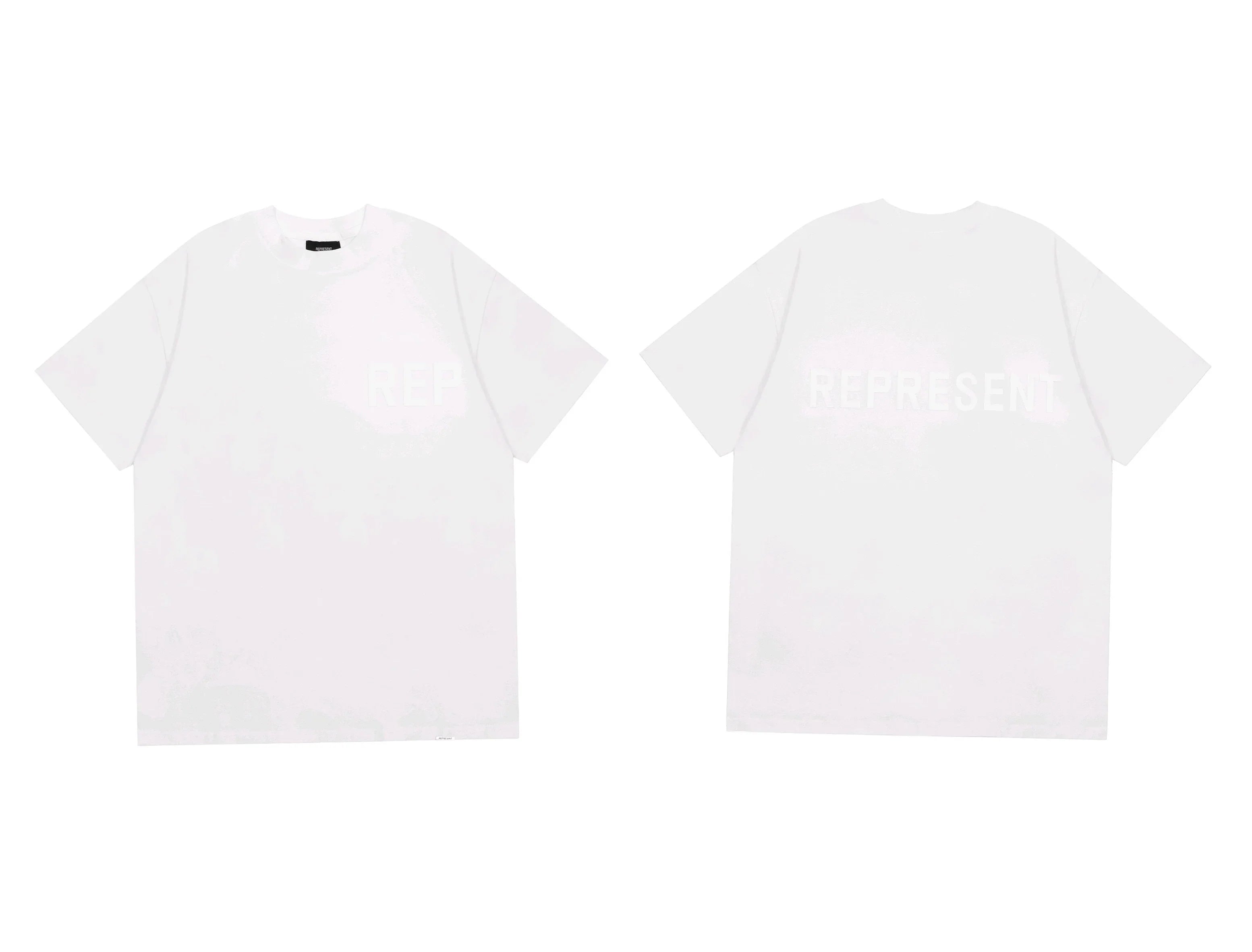 Represent Tonal "REP" & "REPRESENT" Logo T-Shirt - White