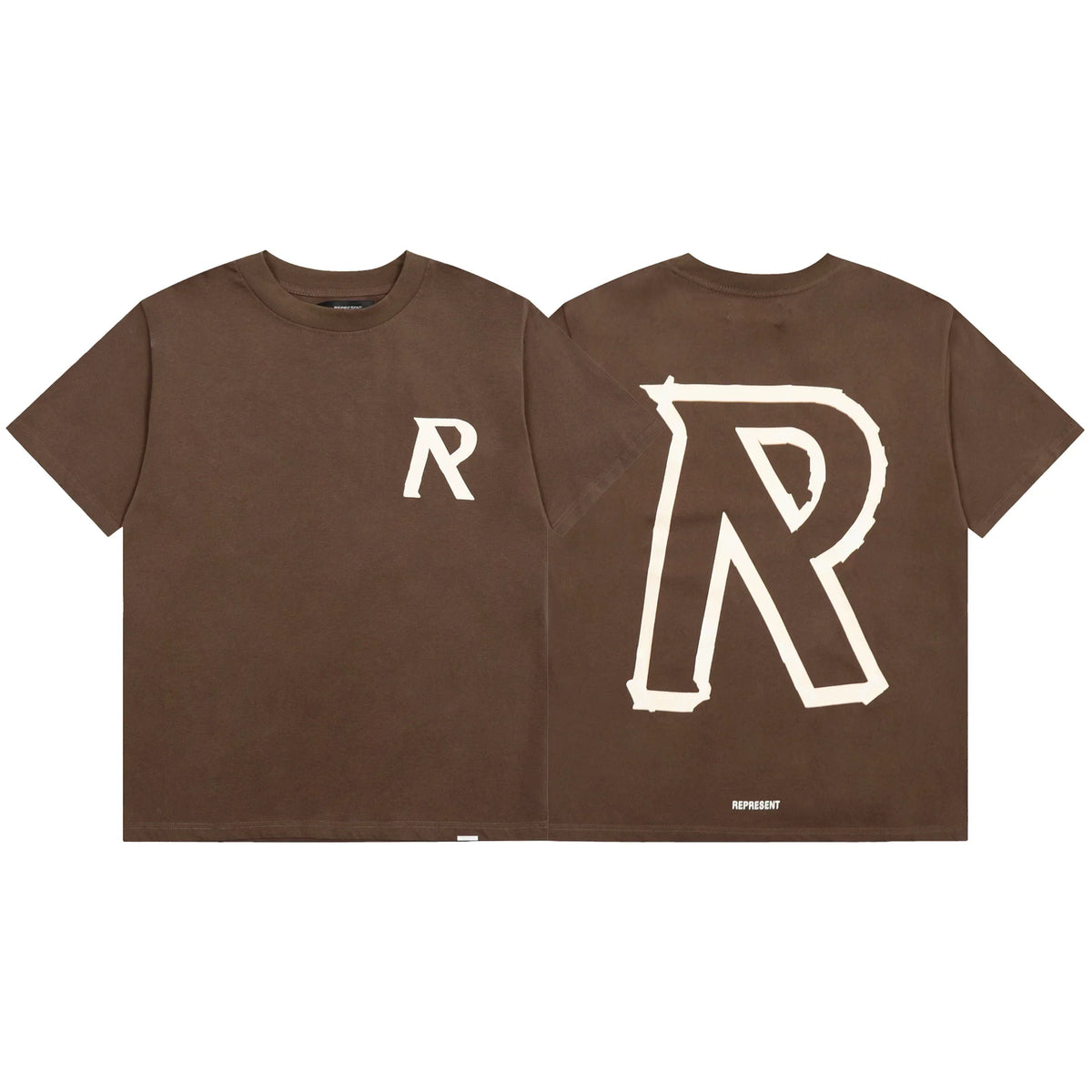 Represent Distressed "R" Monogram Graphic T-Shirt - Dark Brown