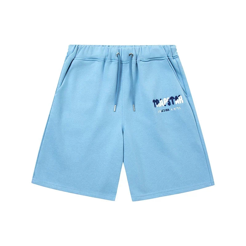 Trapstar Graffiti Logo Sweat Shorts - Sky Blue