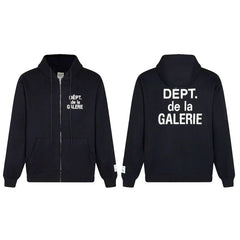 Gallery Dept. "Dépt. de la Galerie" Zip Hoodie – White French Print, Oversized Fit
