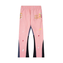 Gallery Dept. "DEPT. de la GALERIE" Paint Splatter Contrast Panel Sweatpants - Pink