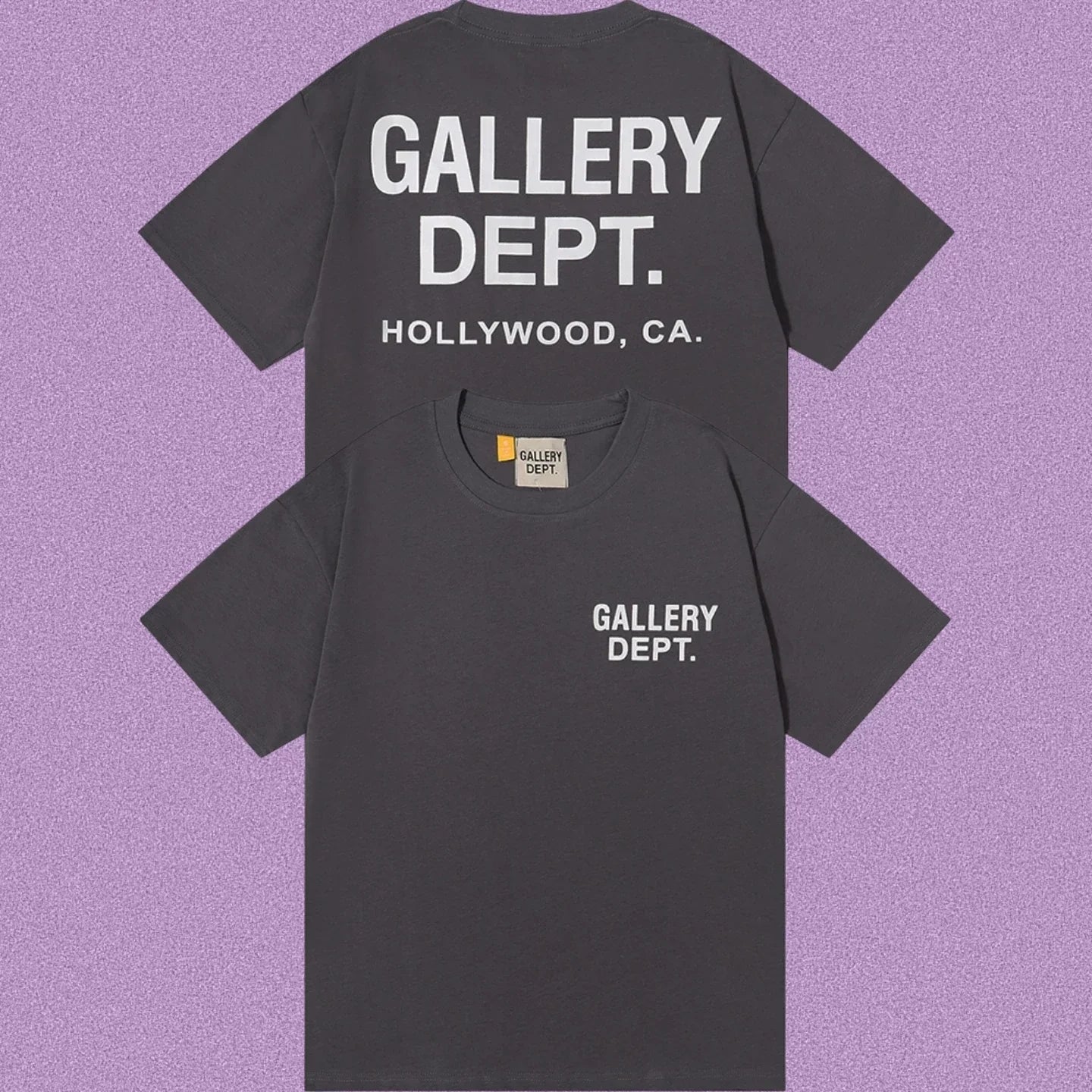 Gallery Dept. Hollywood Logo Short Sleeve T-Shirt - Dark Grey/White