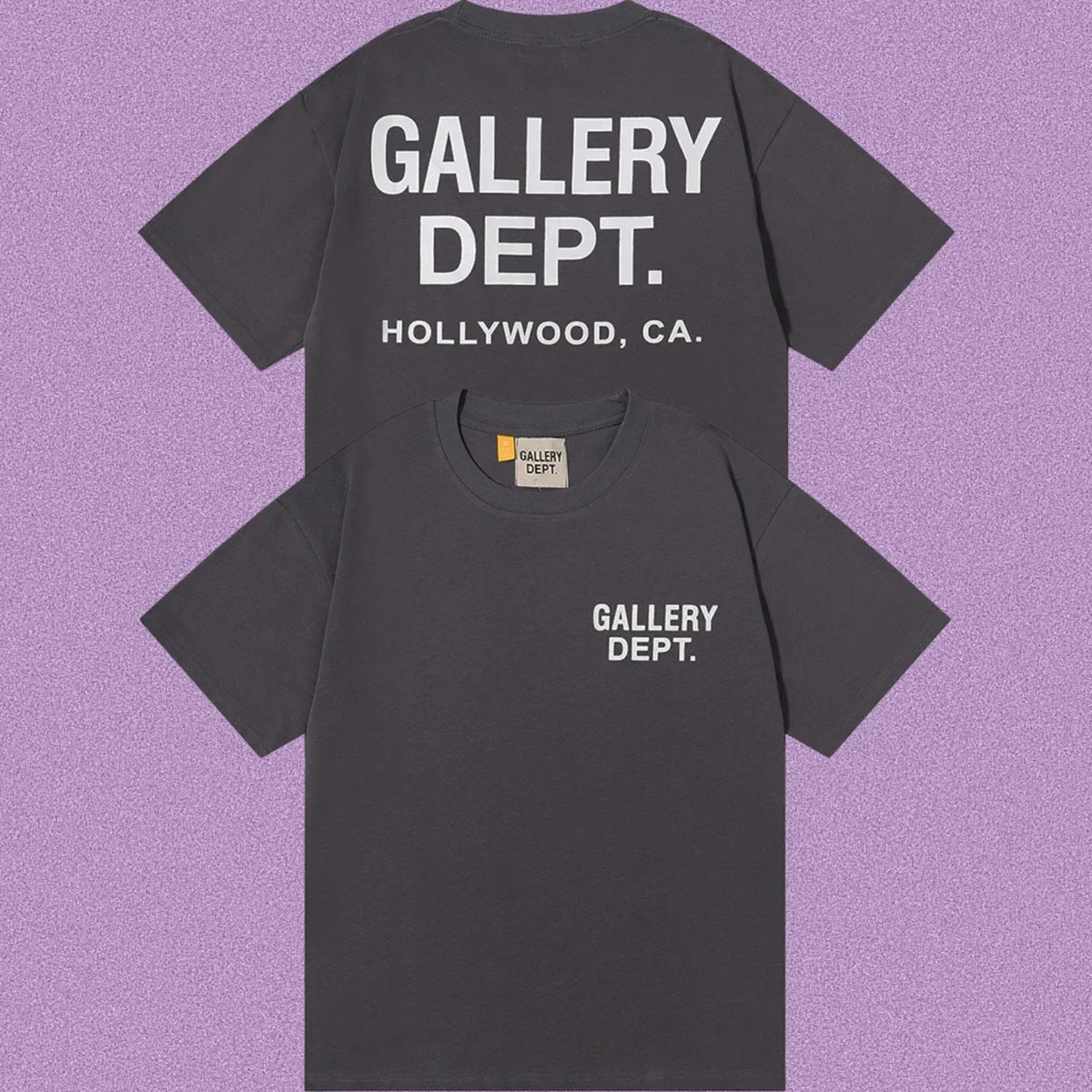 Gallery Dept. Hollywood Logo Short Sleeve T-Shirt - Dark Grey/White