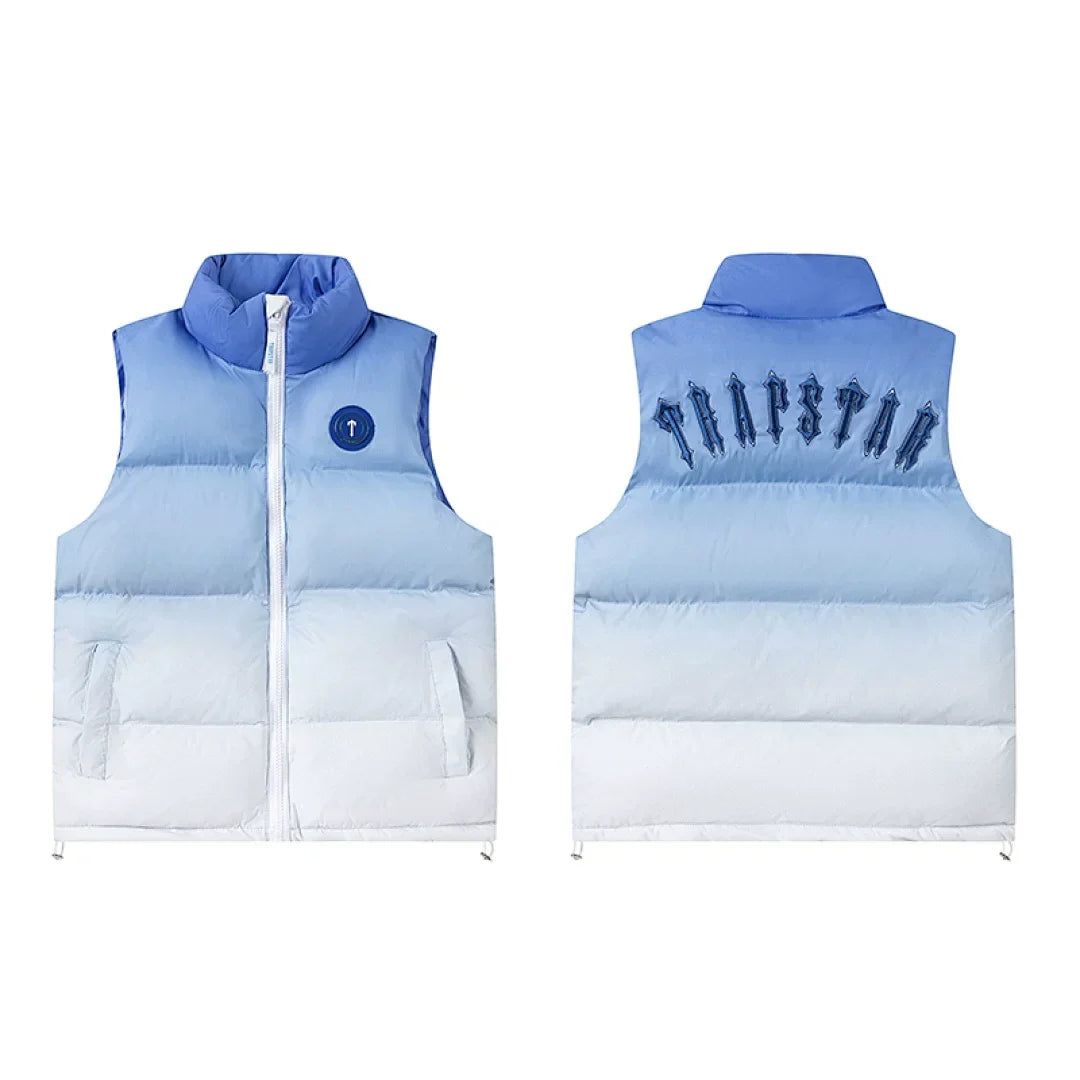 Trapstar Ombre Fade Puffer Vest - Blue/White