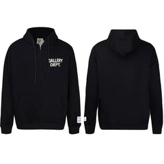 Gallery Dept Solid Black White Logo Full Zip Up Hoodie