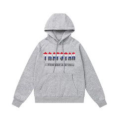 Trapstar Style Autumn/Winter Red, White & Black Gradient Logo Hoodie - Heather Grey