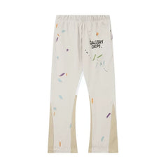 Gallery Dept. Paint Splatter Contrast Panel Sweatpants - Off-White / Cream