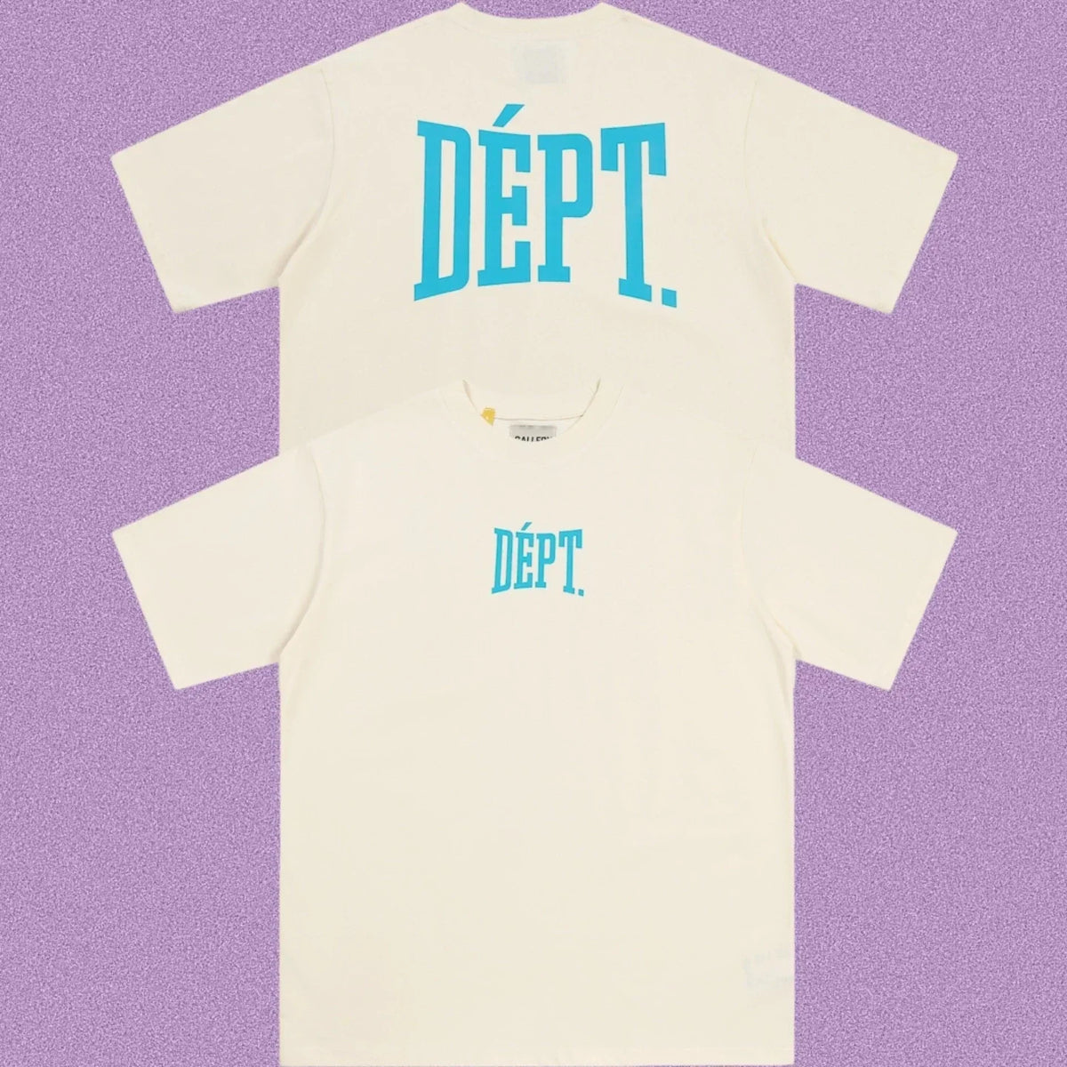 Gallery Dept. Arch Logo Short Sleeve T-Shirt - Cream/Cyan