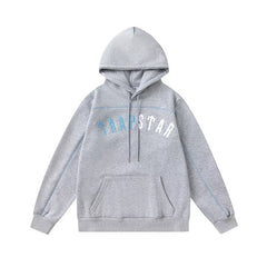 Trapstar Style Autumn/Winter Split-Color Arch Logo Hoodie - Heather Grey/Blue