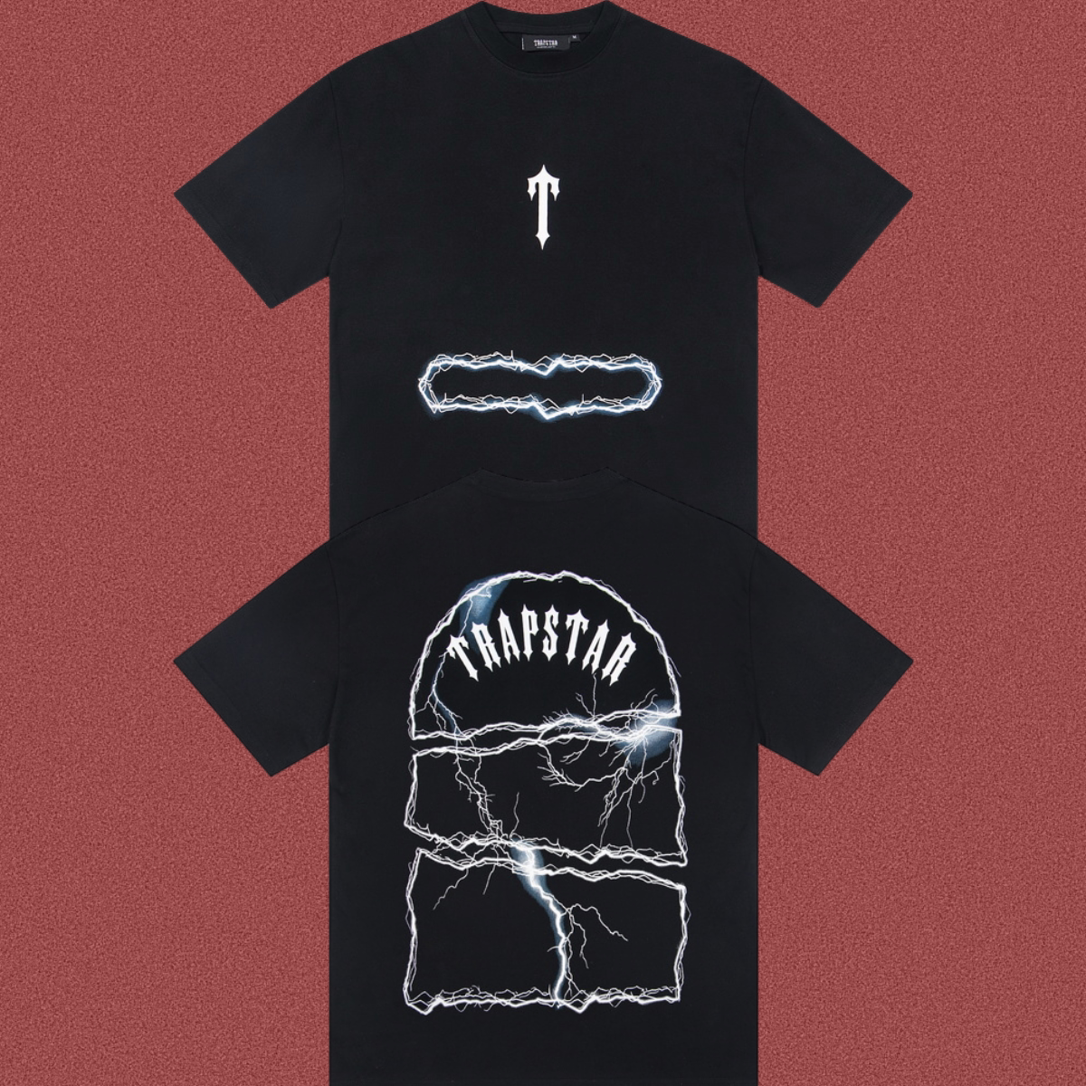 Trapstar Cracked Stone & Lightning Graphic Tee - Black