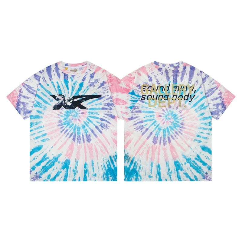 Gallery Dept. Spiral Tie-Dye Sound Mind Short Sleeve T-Shirt - Pastel Multi