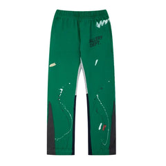Gallery Dept. Paint Splatter Contrast Panel Sweatpants - Forest Green