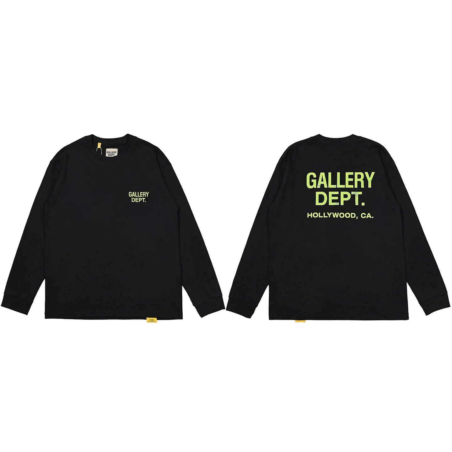 Gallery Dept. Hollywood Logo Long Sleeve T-Shirt - Black/Neon Yellow