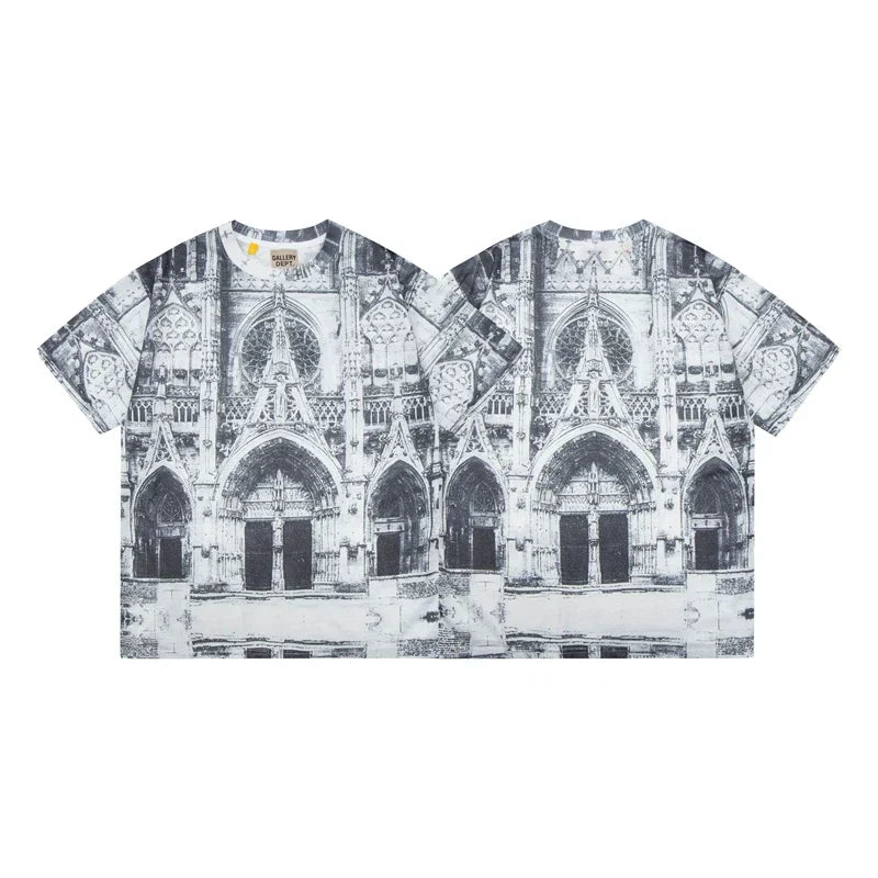 Gallery Dept. Gothic Architecture Graphic Short Sleeve T-Shirt - Black/White
