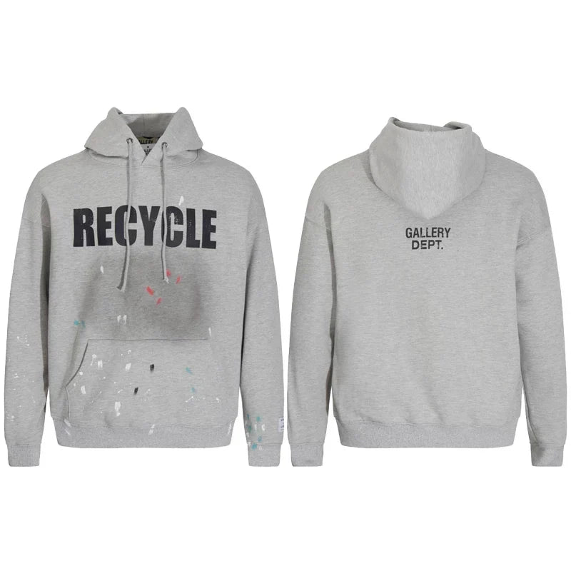 Gallery Dept RECYCLE Print Grey Hoodie