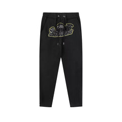 Trapstar Style Autumn/Winter Yellow-Trim Shooters Sweatpants - Black