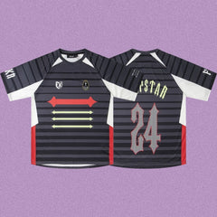 Trapstar Horizontal Stripe Football Jersey - Black/White/Red
