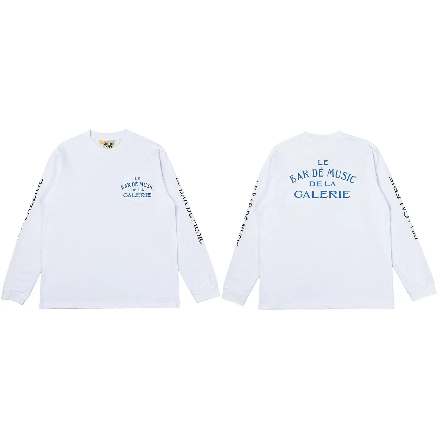 Gallery Dept. Le Bar De Music Sleeve Print Long Sleeve T-Shirt - White/Blue