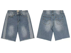 Gallery Dept. Paneled Raw-Edge Denim Shorts - Light Blue