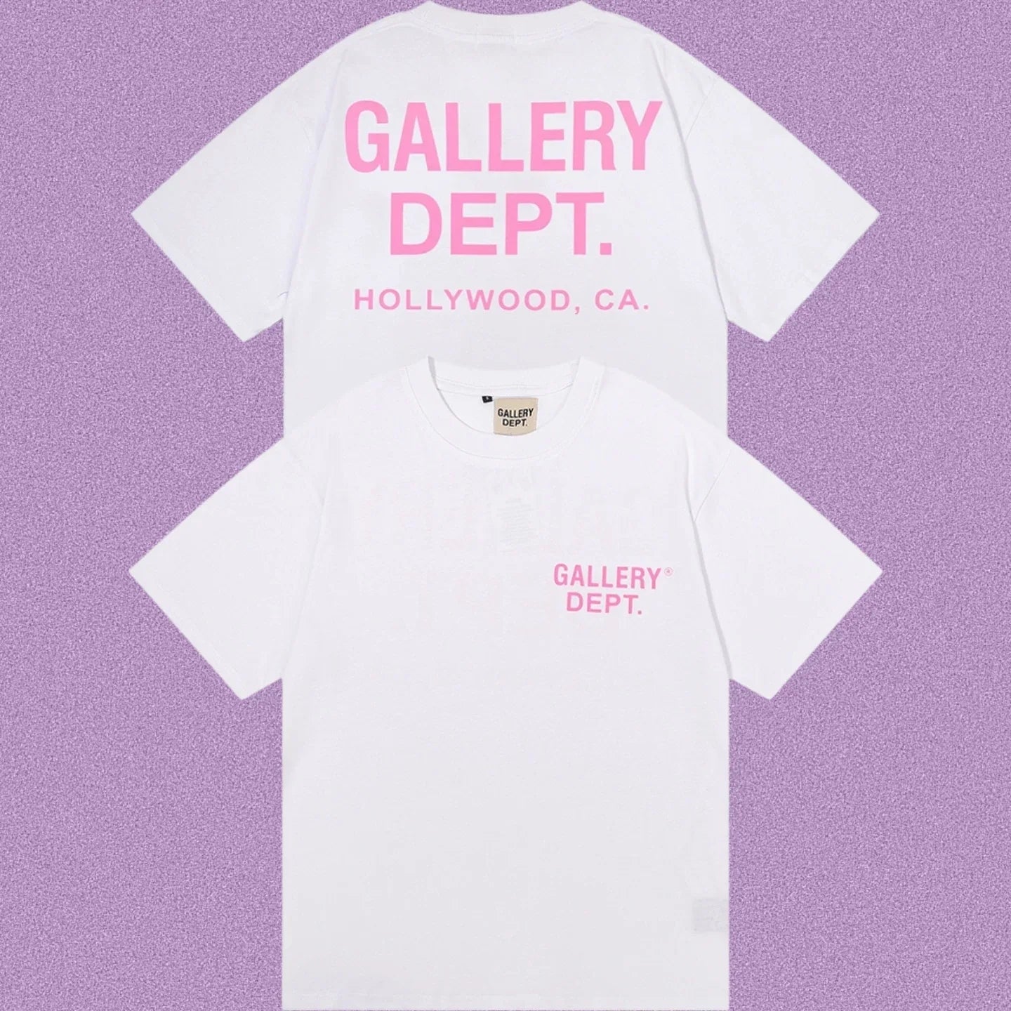 Gallery Dept. Hollywood Logo Short Sleeve T-Shirt - White/Pink